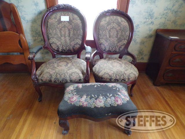 (2) Chairs & Foot Stool
